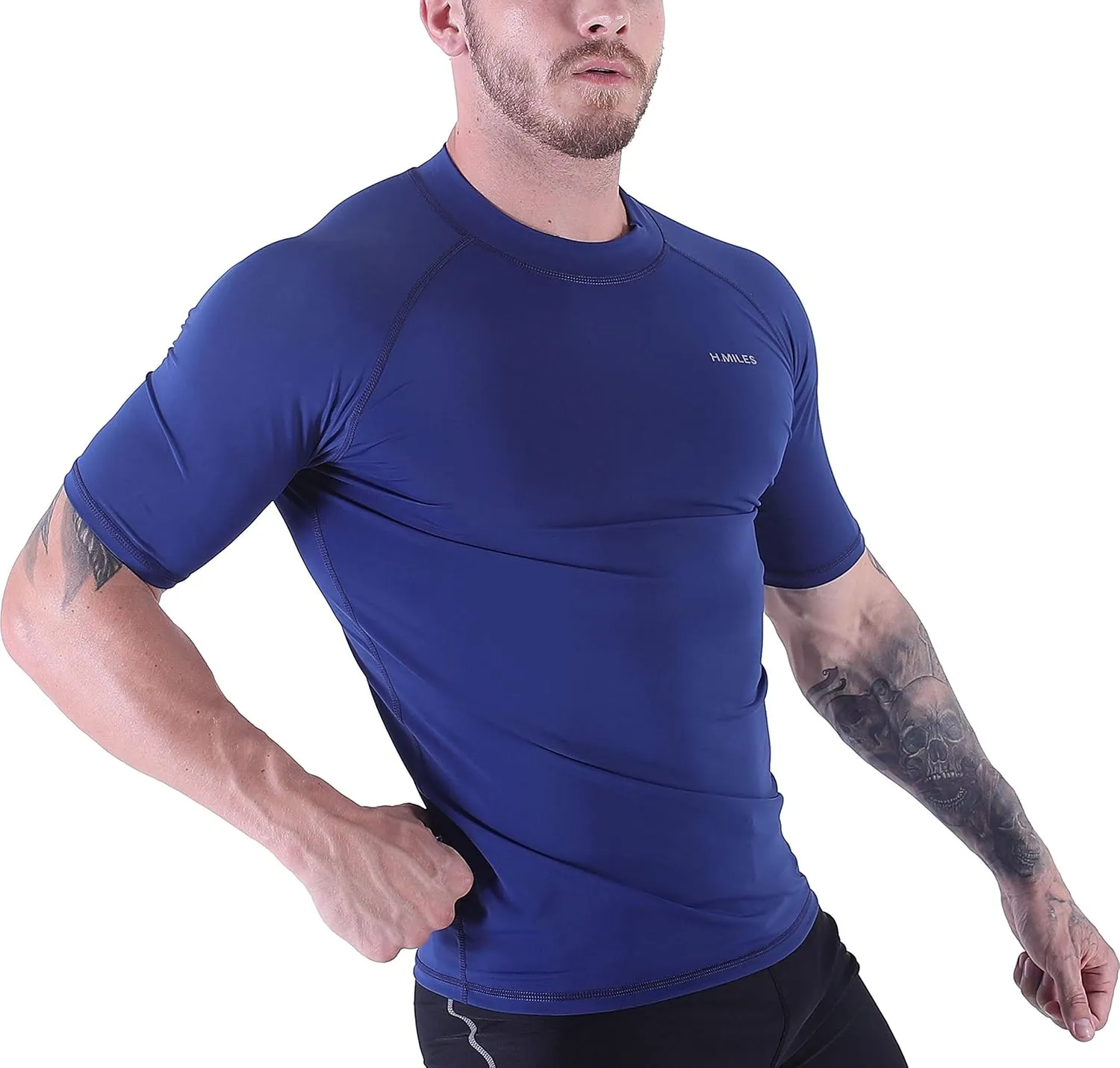 Men's Diving Rash Guard Swim Shirt Loose Fit Athletic Undershirt Quick Dry Surfing Tops UPF 50 