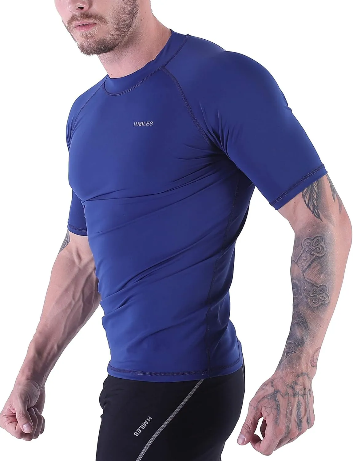 Men's Diving Rash Guard Swim Shirt Loose Fit Athletic Undershirt Quick Dry Surfing Tops UPF 50 