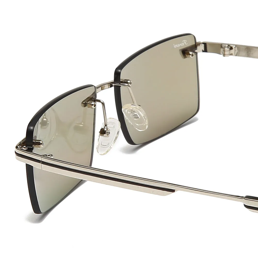 Men's Fevani Light Brown Classic Platinum Toned Rectangular sunglasses