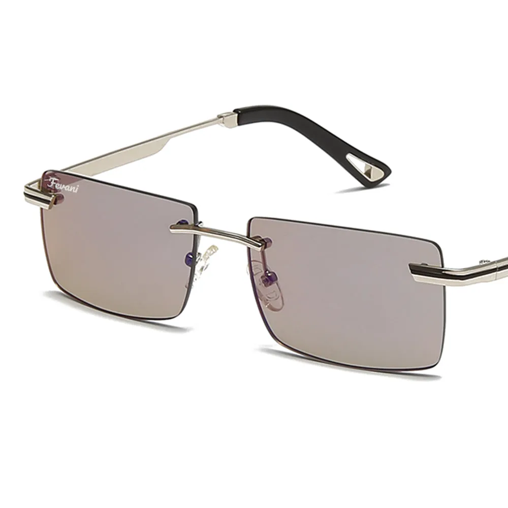 Men's Fevani Light Brown Classic Platinum Toned Rectangular sunglasses