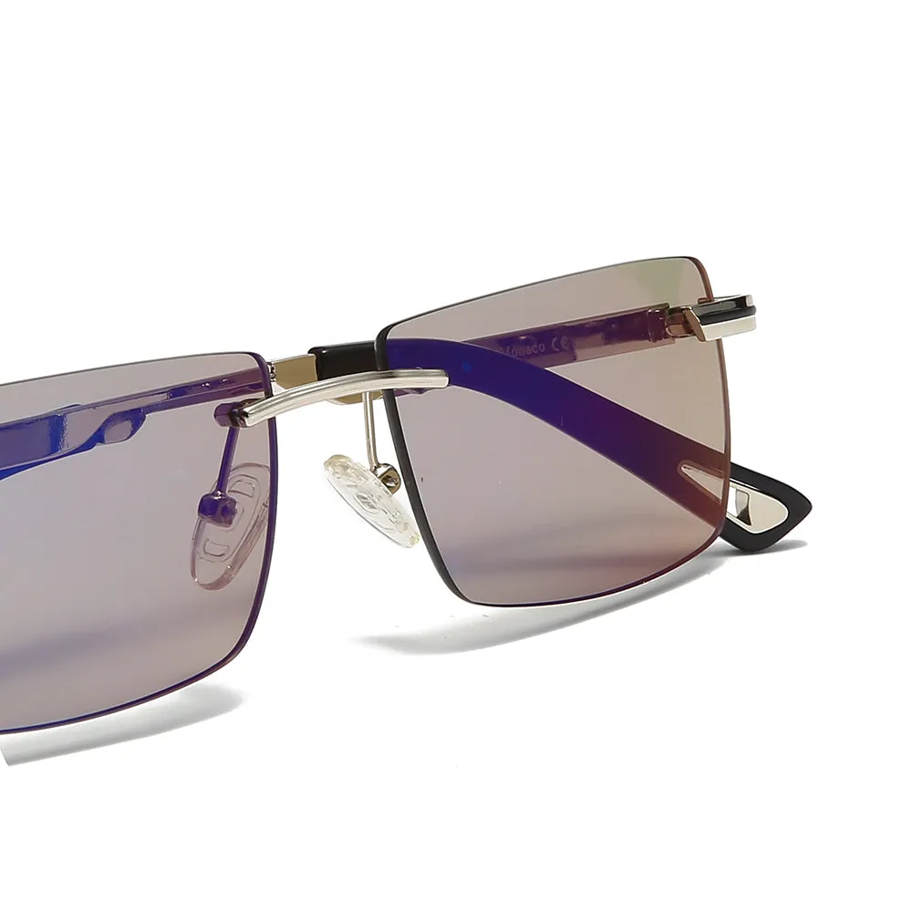 Men's Fevani Light Brown Classic Platinum Toned Rectangular sunglasses