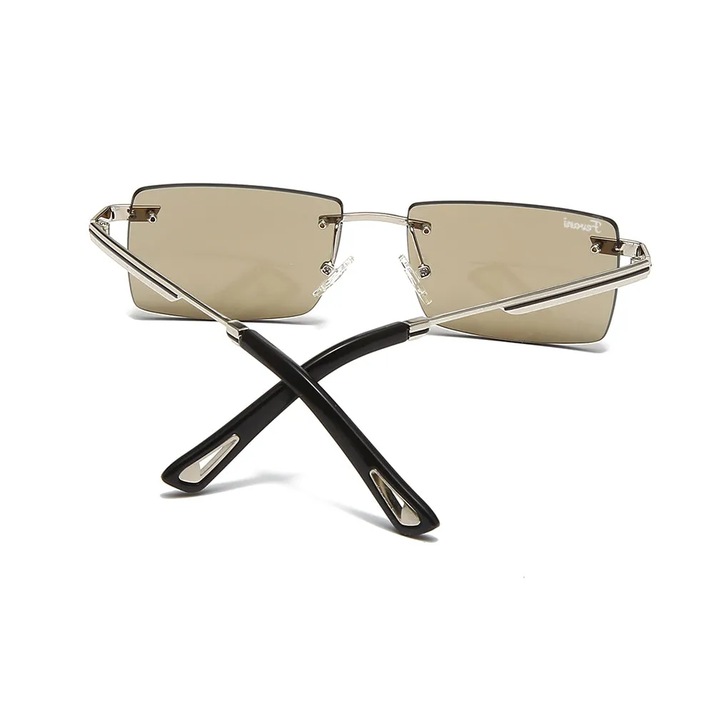Men's Fevani Light Brown Classic Platinum Toned Rectangular sunglasses