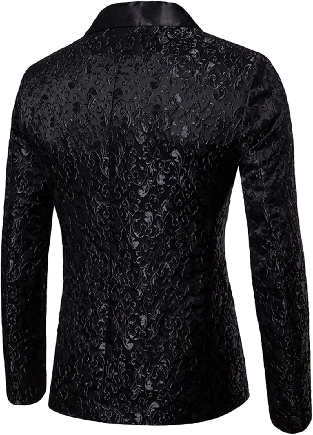 Men's Floral Jacquard Suit Jacket One Button Stylish Print Tux Blazer Notched Lapel Wedding Dinner Dress Tuxedo