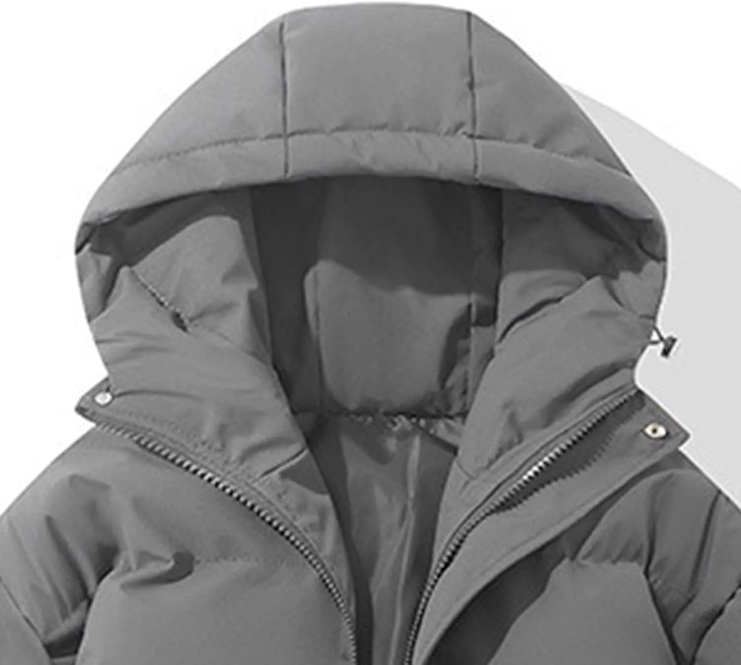 Mens High Neck Hooded Zipper Parka Casual Warm Fashion Puffer Jacket Stylish Design Cotton-Padded Coat