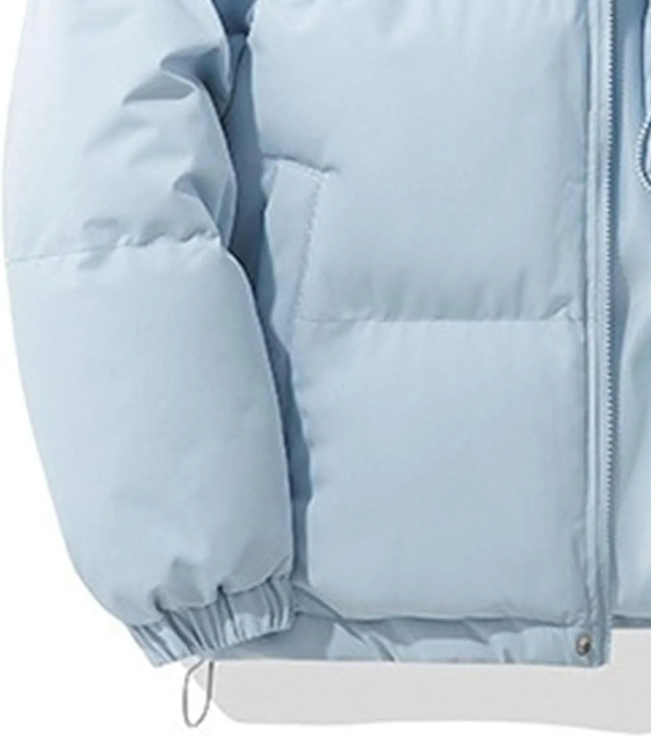Mens High Neck Hooded Zipper Parka Casual Warm Fashion Puffer Jacket Stylish Design Cotton-Padded Coat