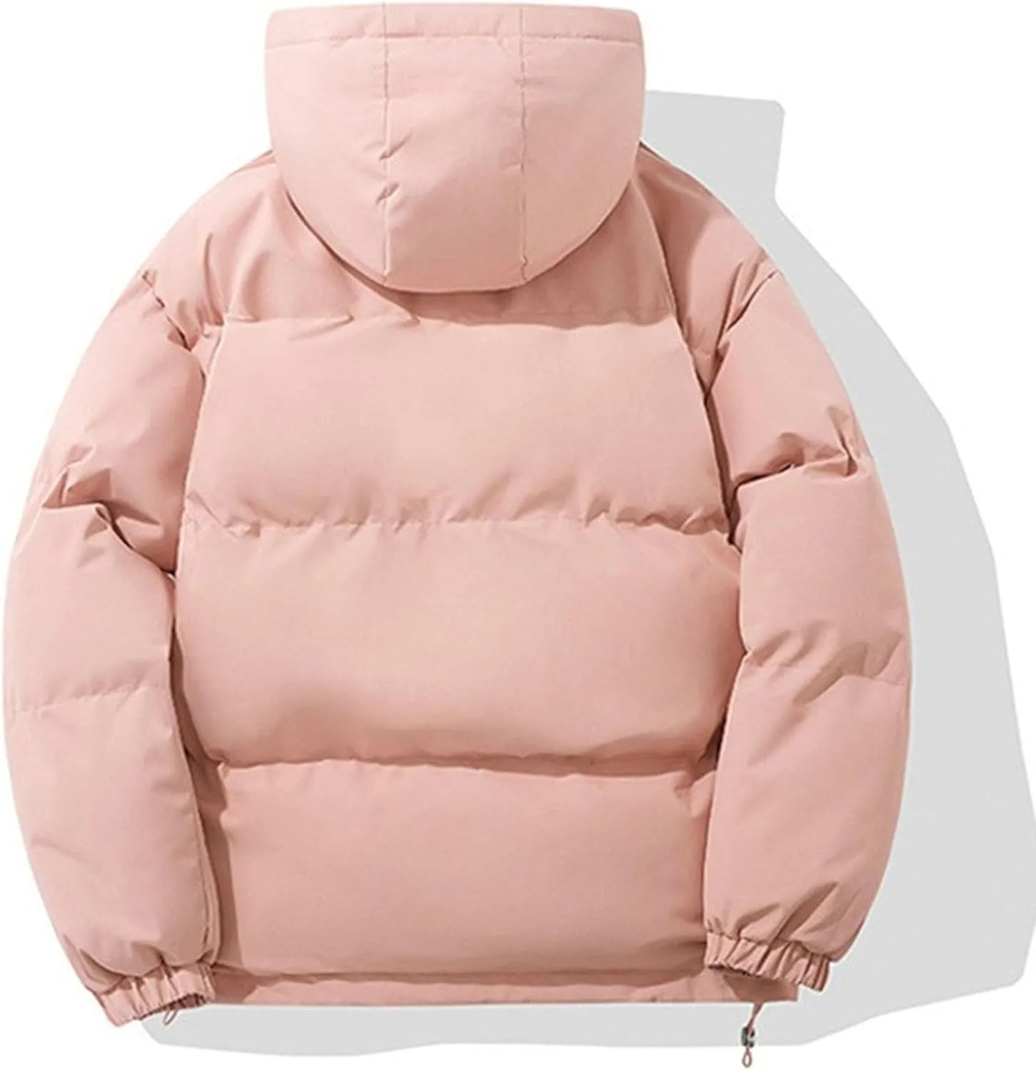 Mens High Neck Hooded Zipper Parka Casual Warm Fashion Puffer Jacket Stylish Design Cotton-Padded Coat
