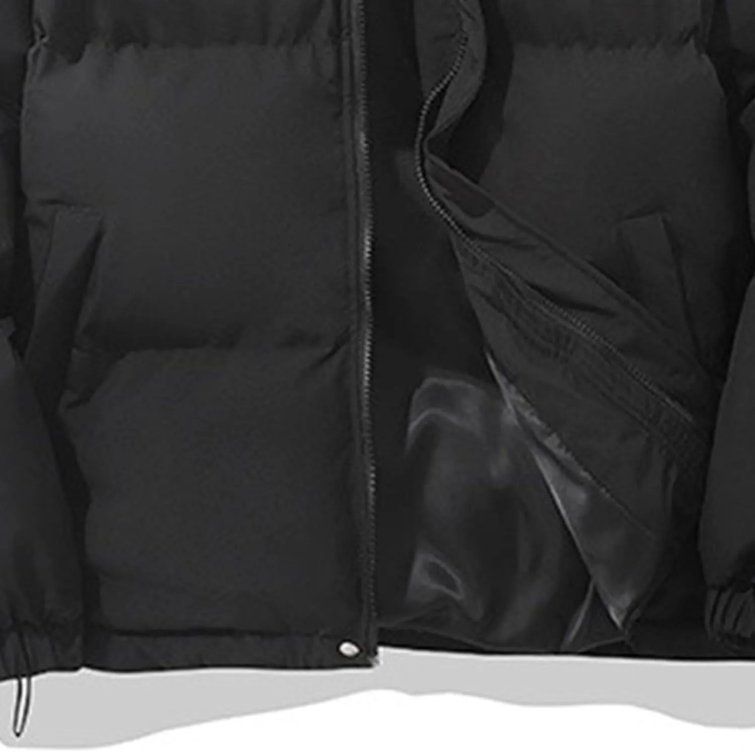 Mens High Neck Hooded Zipper Parka Casual Warm Fashion Puffer Jacket Stylish Design Cotton-Padded Coat