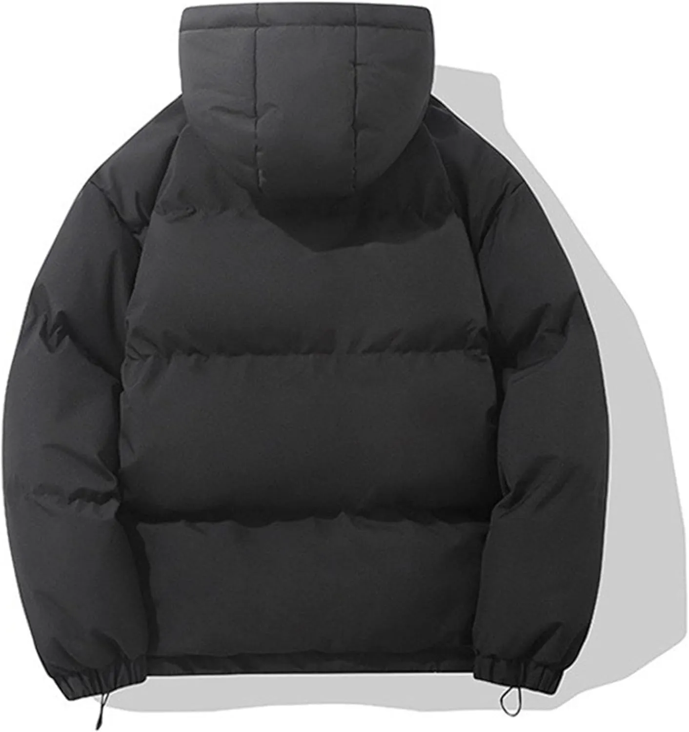 Mens High Neck Hooded Zipper Parka Casual Warm Fashion Puffer Jacket Stylish Design Cotton-Padded Coat