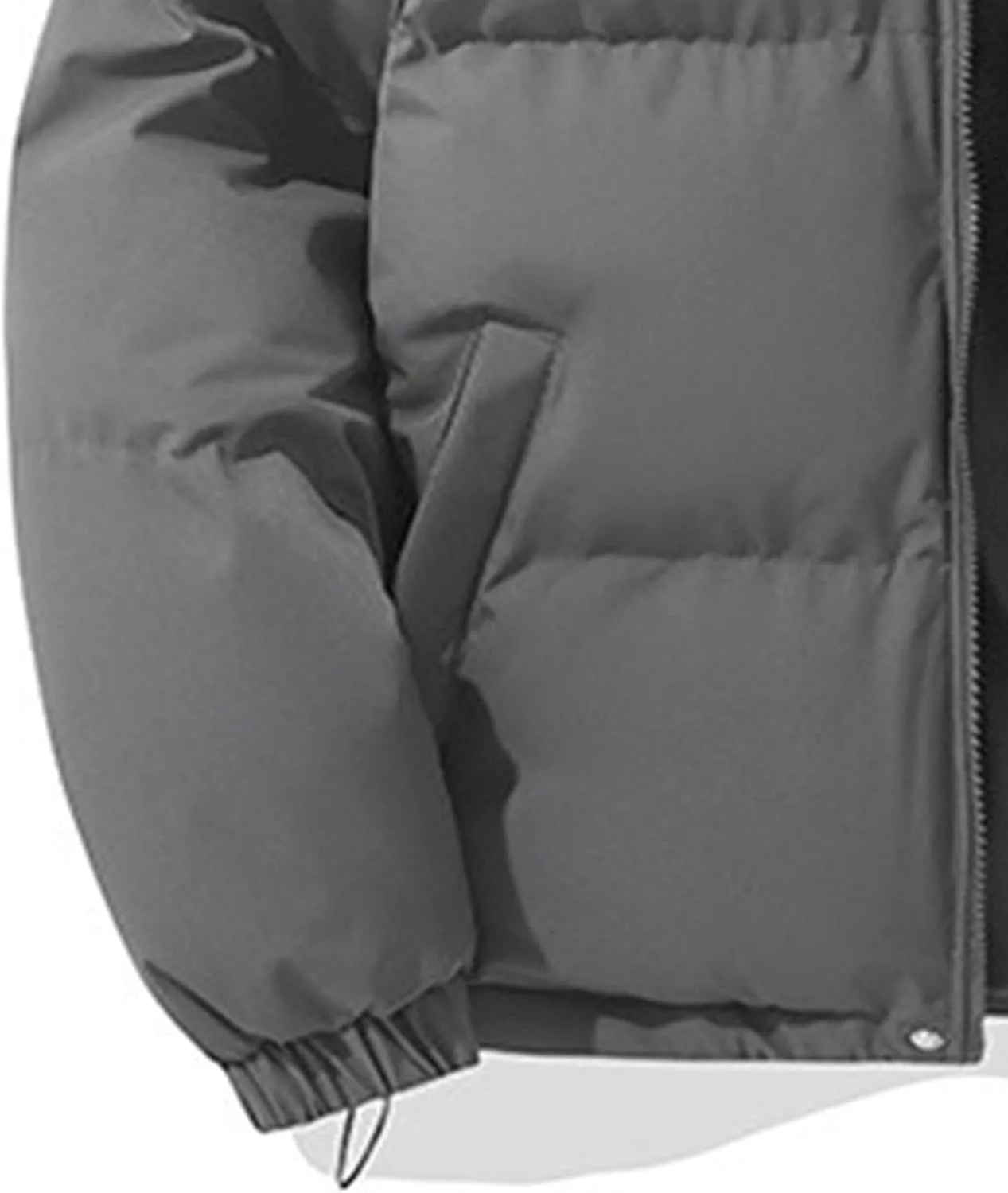 Mens High Neck Hooded Zipper Parka Casual Warm Fashion Puffer Jacket Stylish Design Cotton-Padded Coat