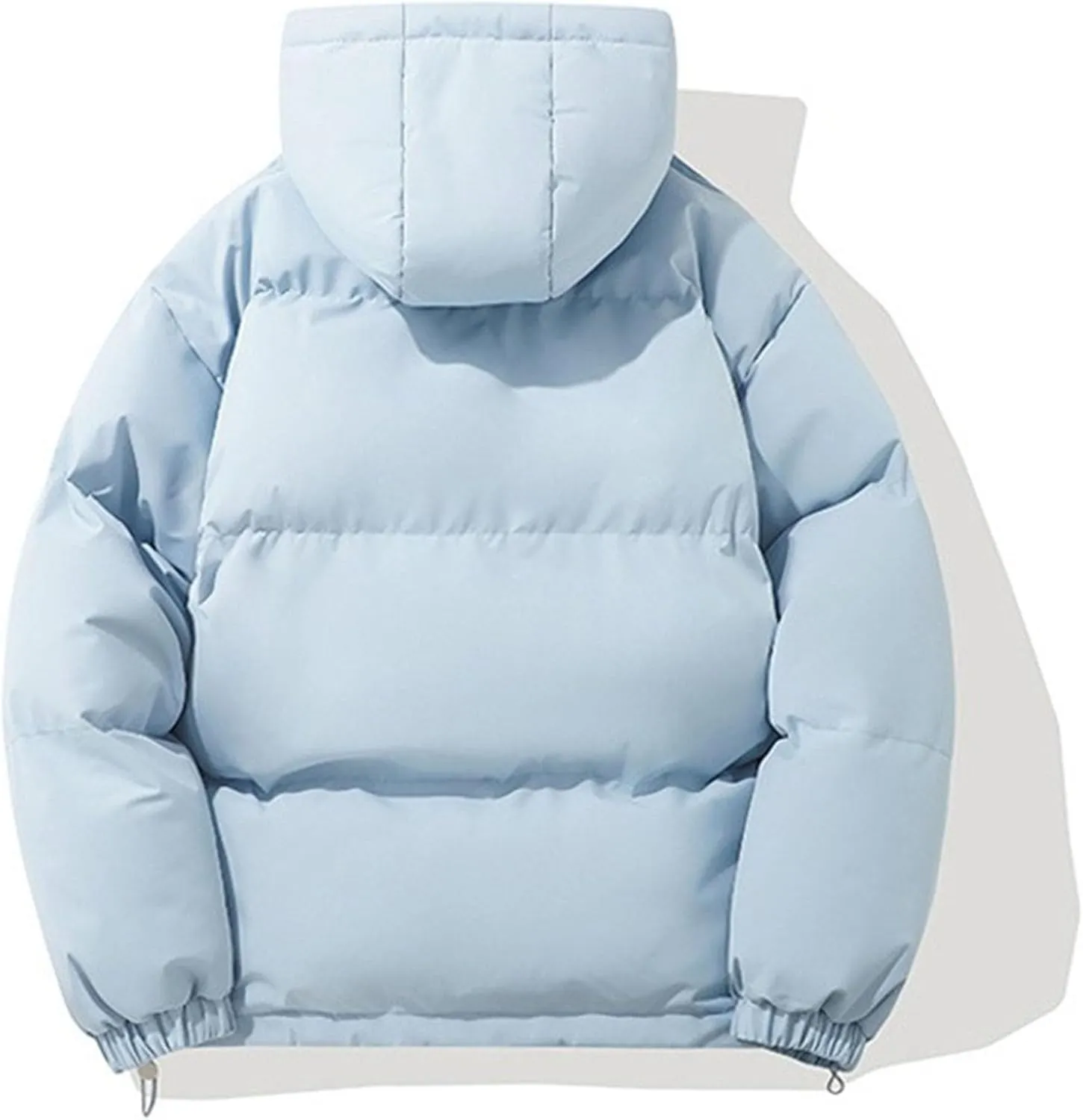 Mens High Neck Hooded Zipper Parka Casual Warm Fashion Puffer Jacket Stylish Design Cotton-Padded Coat
