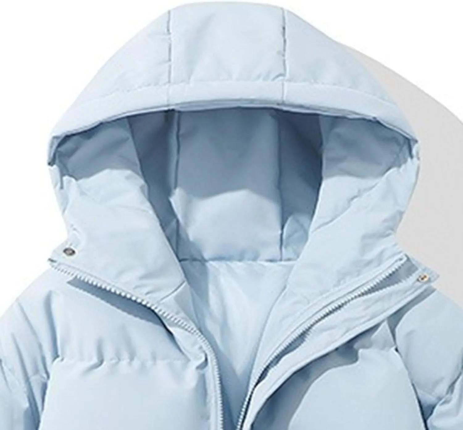 Mens High Neck Hooded Zipper Parka Casual Warm Fashion Puffer Jacket Stylish Design Cotton-Padded Coat