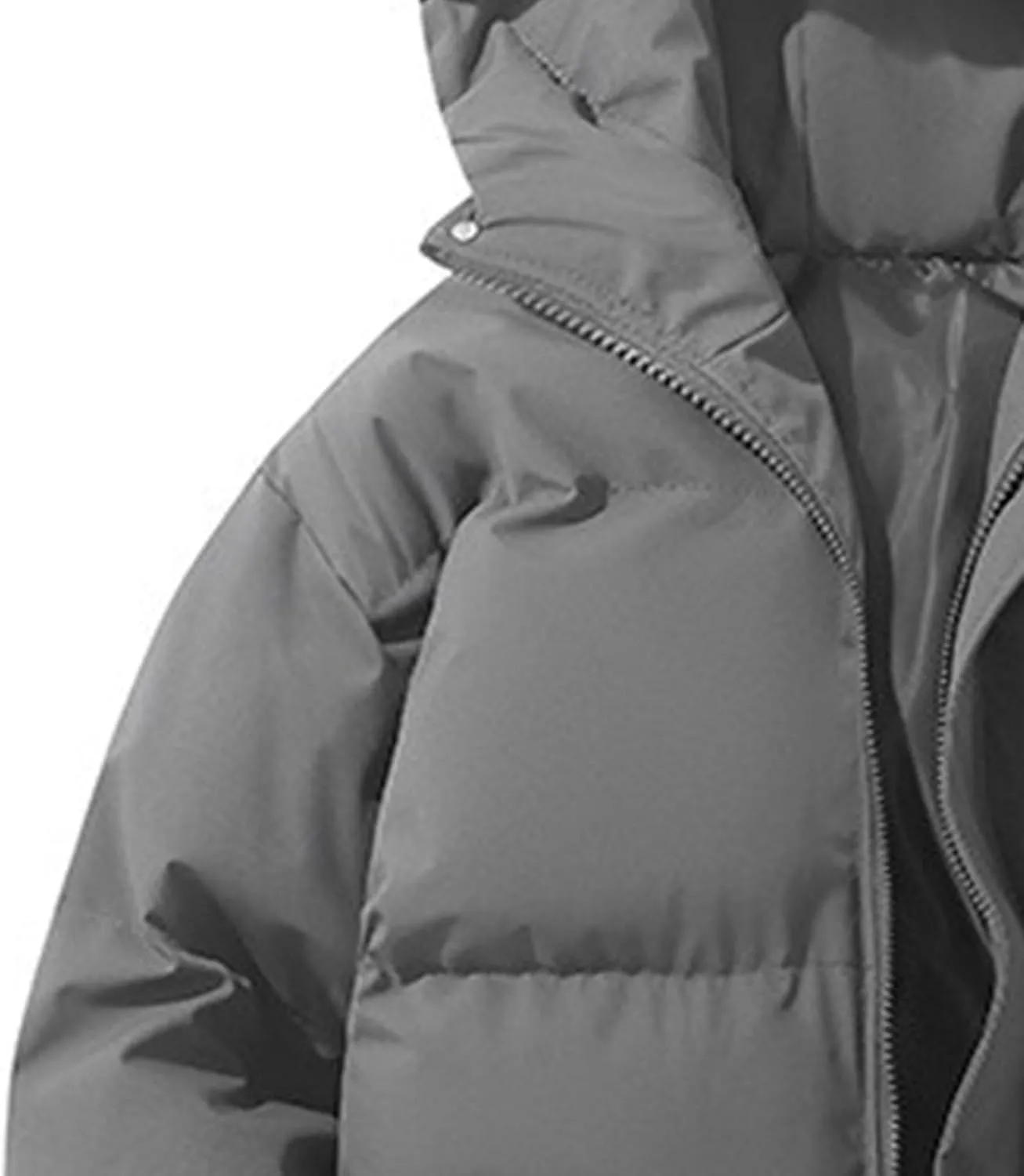 Mens High Neck Hooded Zipper Parka Casual Warm Fashion Puffer Jacket Stylish Design Cotton-Padded Coat