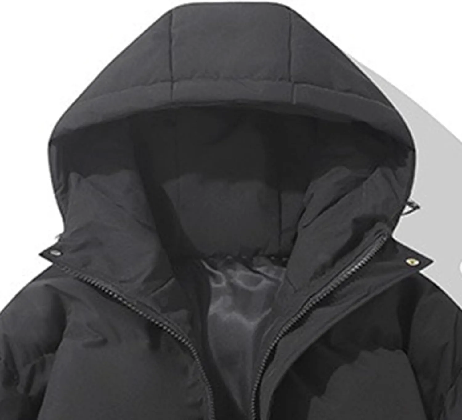 Mens High Neck Hooded Zipper Parka Casual Warm Fashion Puffer Jacket Stylish Design Cotton-Padded Coat