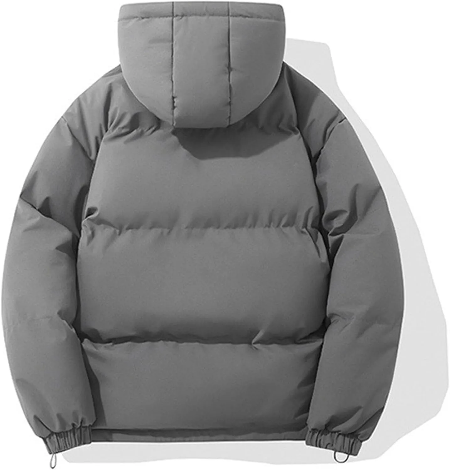 Mens High Neck Hooded Zipper Parka Casual Warm Fashion Puffer Jacket Stylish Design Cotton-Padded Coat