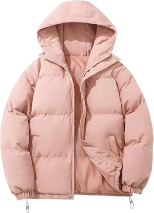 Mens High Neck Hooded Zipper Parka Casual Warm Fashion Puffer Jacket Stylish Design Cotton-Padded Coat