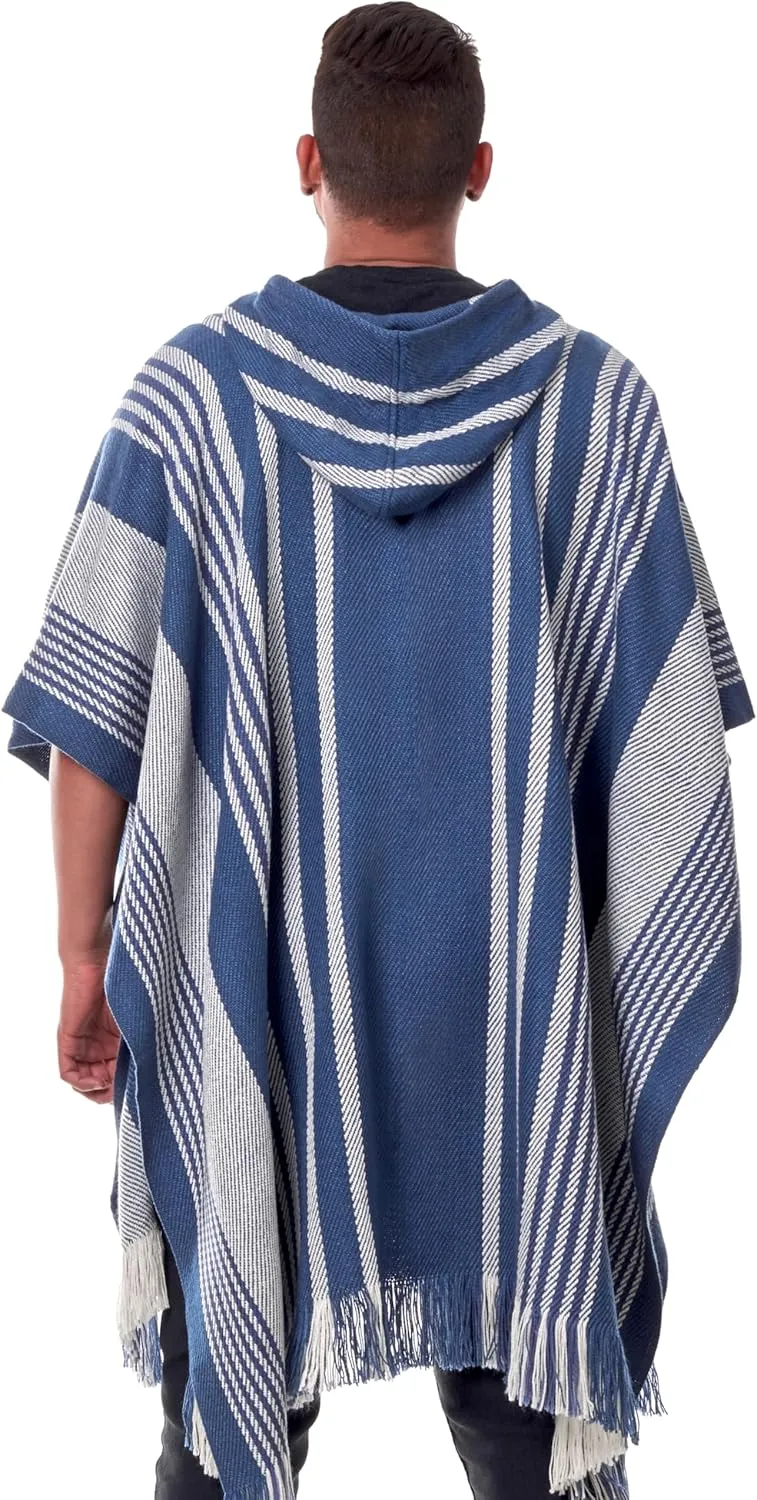 Men's Hooded Alpaca Poncho - Handmade Cape - Winter Fashion - Traditional Peruvian Poncho - Home Cloak Coat