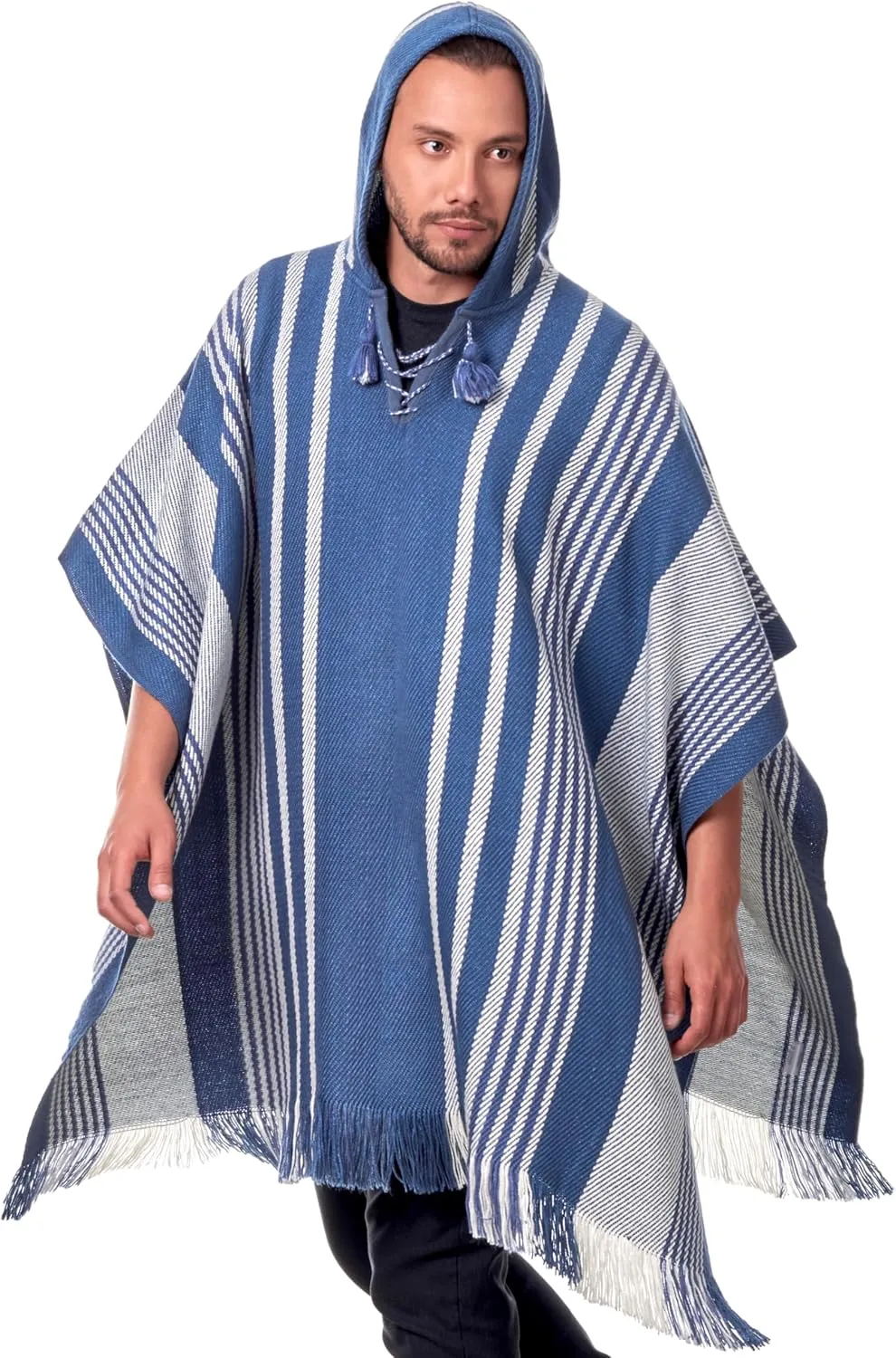 Men's Hooded Alpaca Poncho - Handmade Cape - Winter Fashion - Traditional Peruvian Poncho - Home Cloak Coat