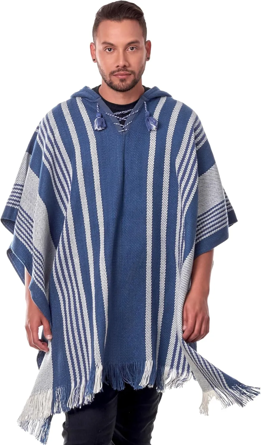 Men's Hooded Alpaca Poncho - Handmade Cape - Winter Fashion - Traditional Peruvian Poncho - Home Cloak Coat