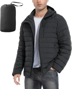 Men's Hooded Packable Down Jacket Lightweight for Traveling