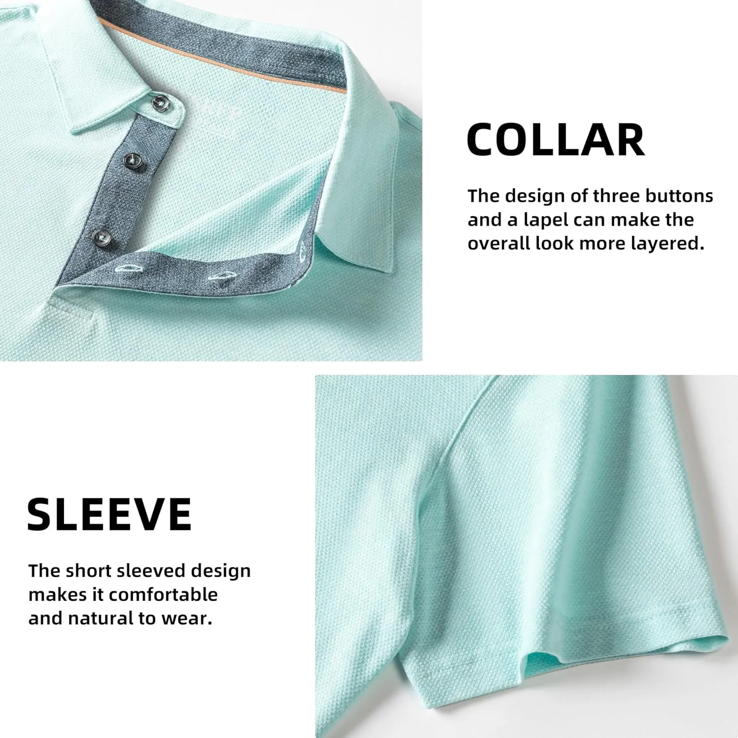 Men's Polo Shirts Short Sleeve Cotton Blend Moisture Wicking Dry Fit Performance Collared Golf Shirts for Men