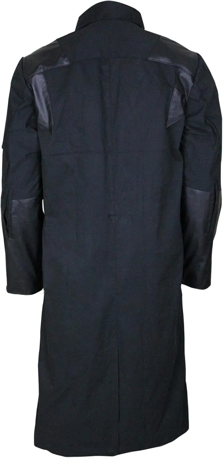 Mens Premium Quality Cotton Long Trench Coat - Black Stylish Pea Coat Winter Warm Overcoat
