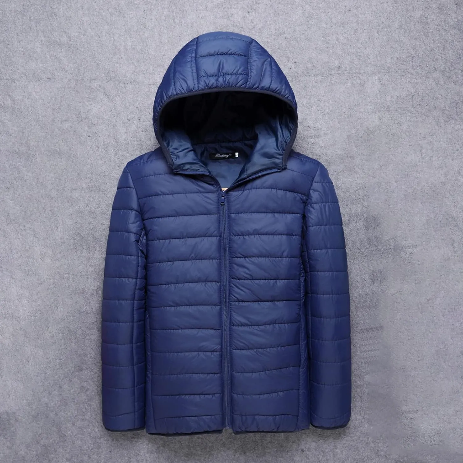 Men's Puffer Jacket Slim Fit Lightweight Down Coat with Hood Packable Quilted Jacket Casual Warm Winter Jacket