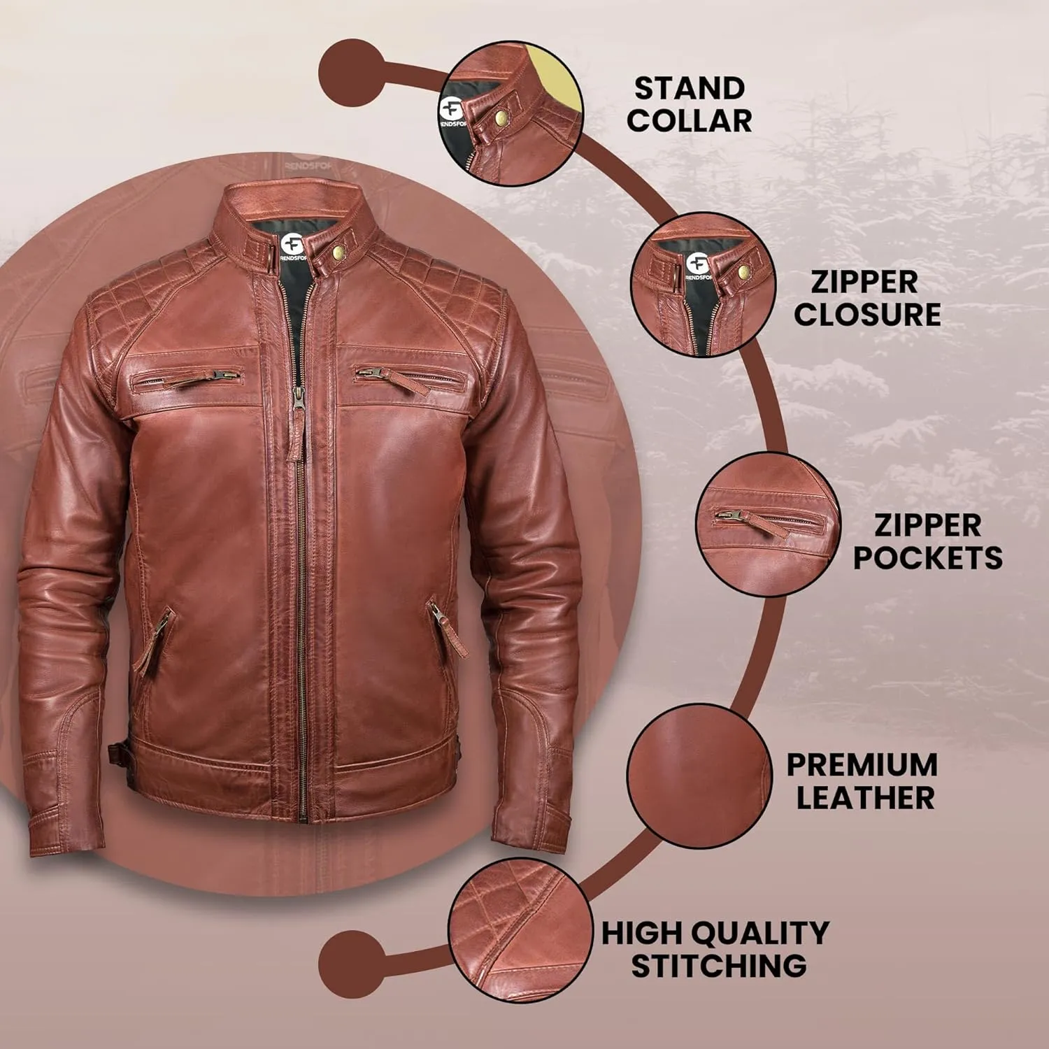 Mens Real Leather Biker Vintage Jacket - 100% Lambskin Motorcycle Distressed Leather