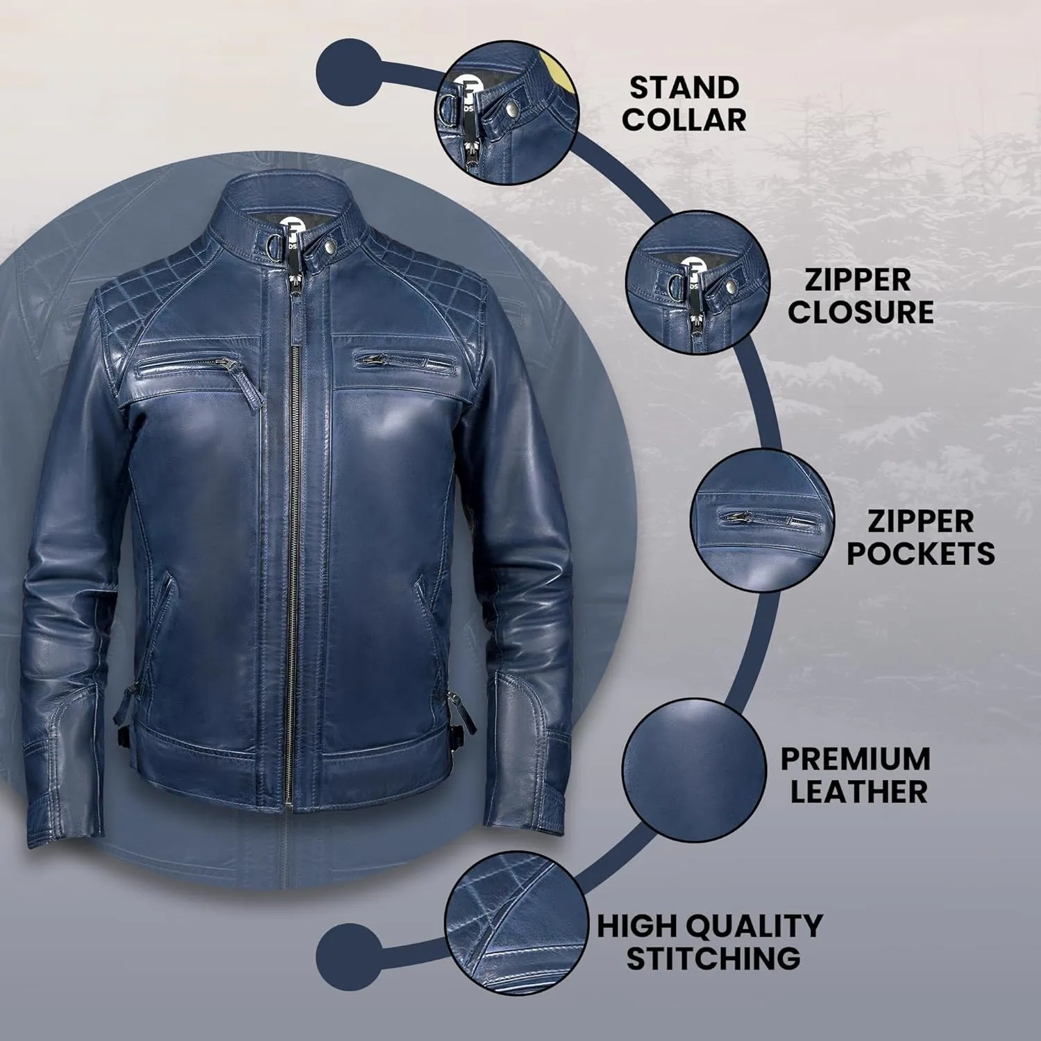 Mens Real Leather Biker Vintage Jacket - 100% Lambskin Motorcycle Distressed Leather