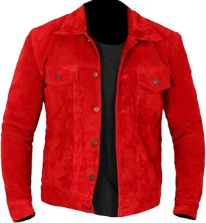 Men's Red Suede Leather Jacket Stylish Biker Racer Cafe Racer Retro Vintage Biker Racing Motorcycle