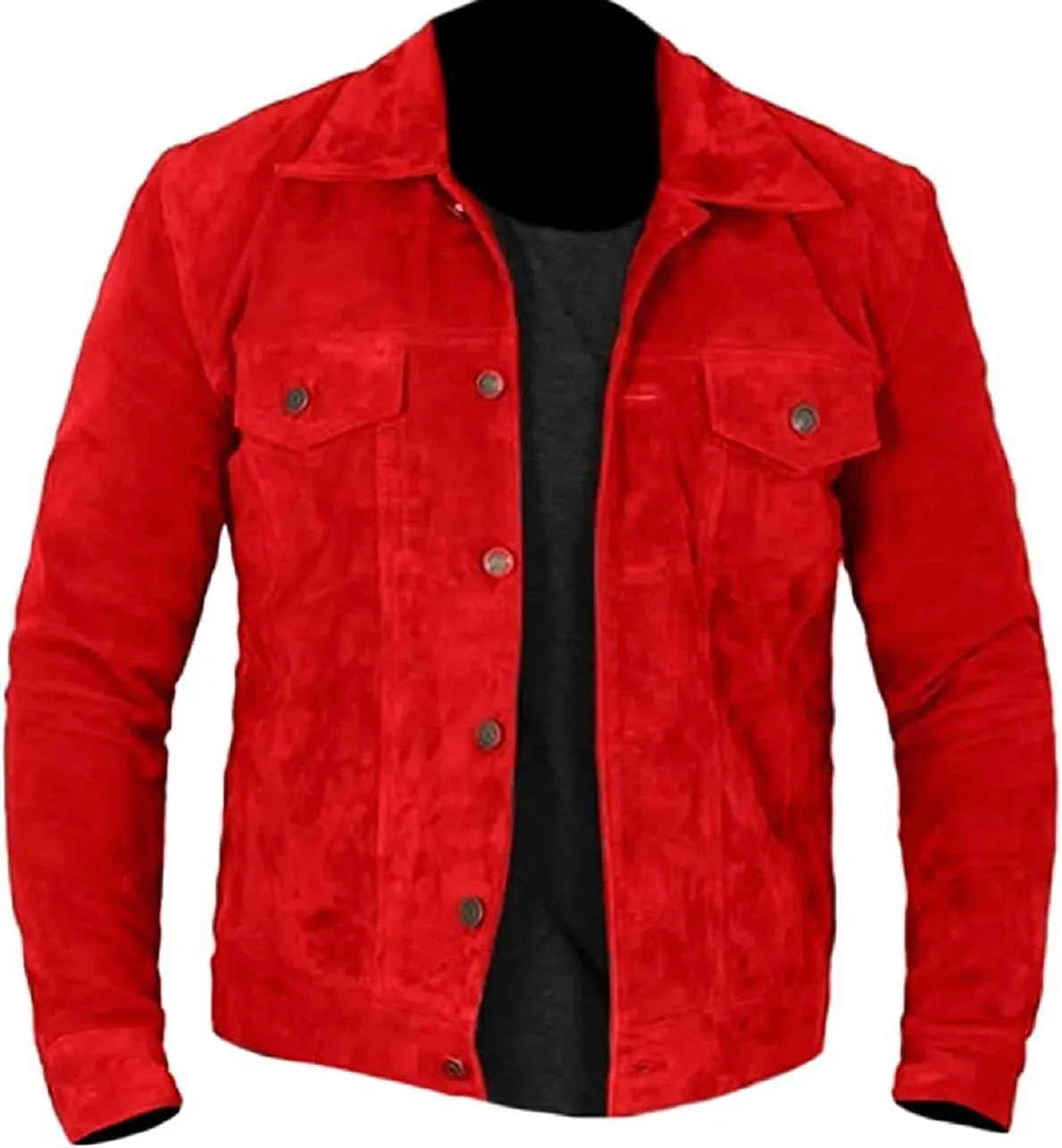 Men's Red Suede Leather Jacket Stylish Biker Racer Cafe Racer Retro Vintage Biker Racing Motorcycle