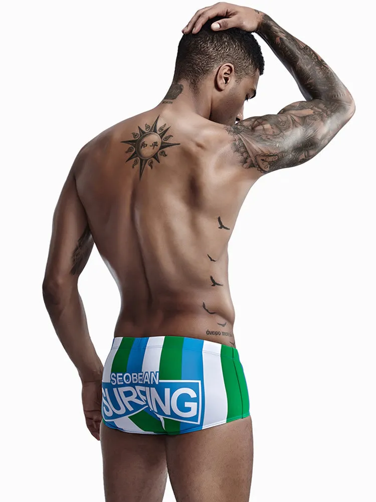 Mens Sexy Breathable Soft Stripe Swim Briefs