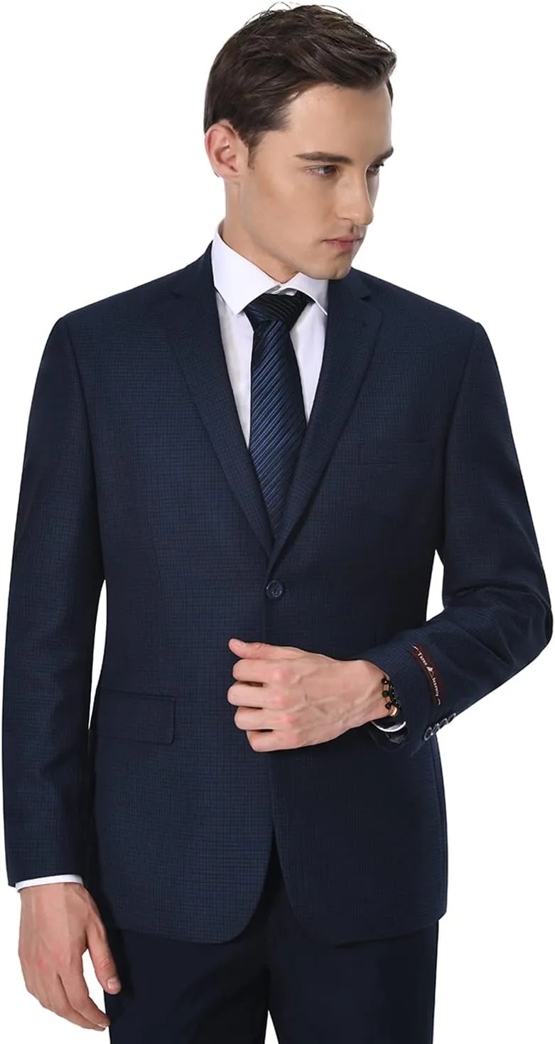 Men's Sport Coat Classic Fit 2 Button Checked Blazer Suit Jacket for Daily Casual Wear