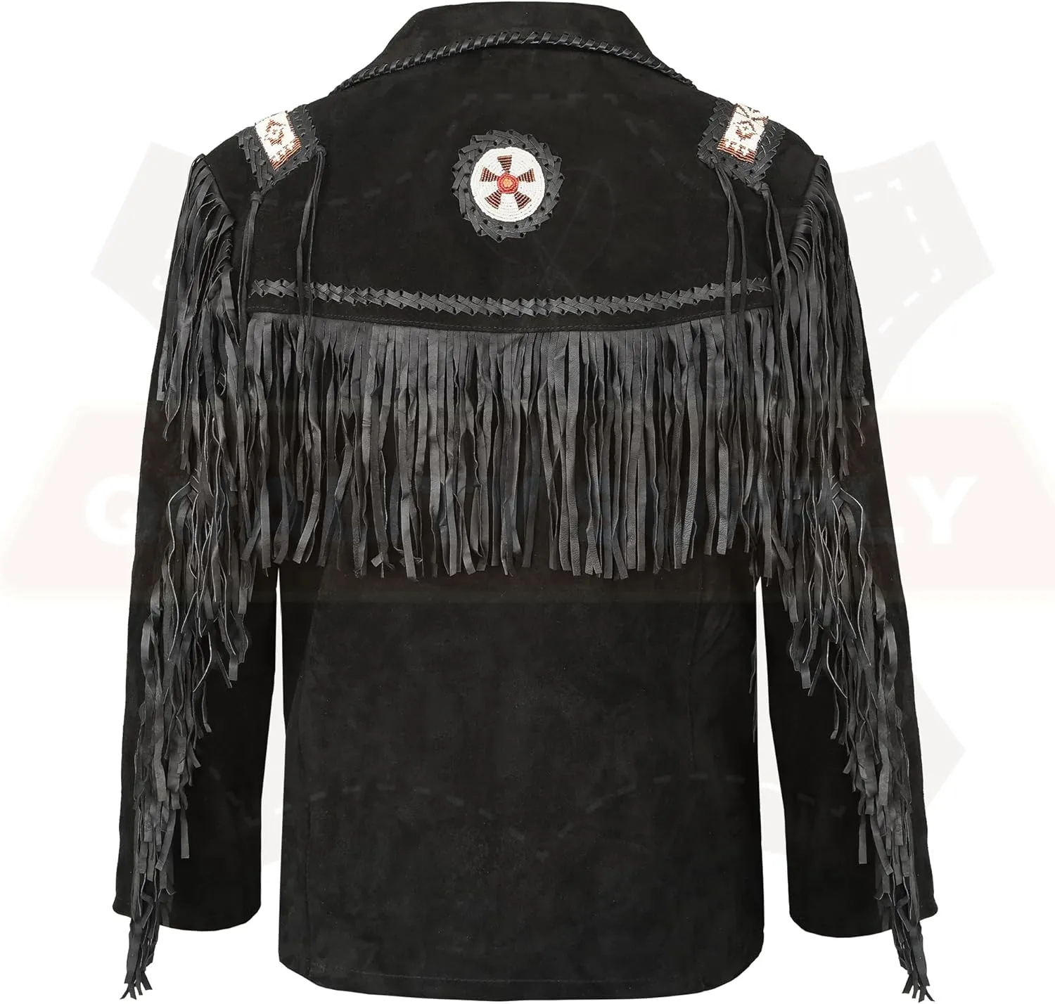 Men's Traditional Cowboy Western Leather Jacket | Native American Suede Coat with Beaded & Fringed