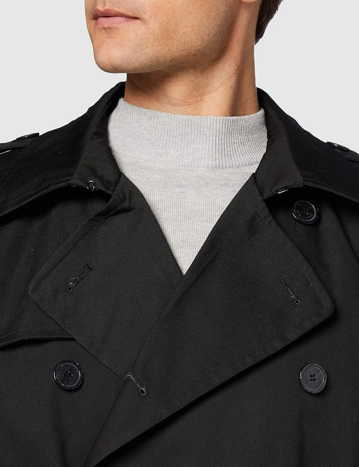 Mens Traditional Double Breasted Long Trench Coat Cotton Military Rain Mac TopCoat