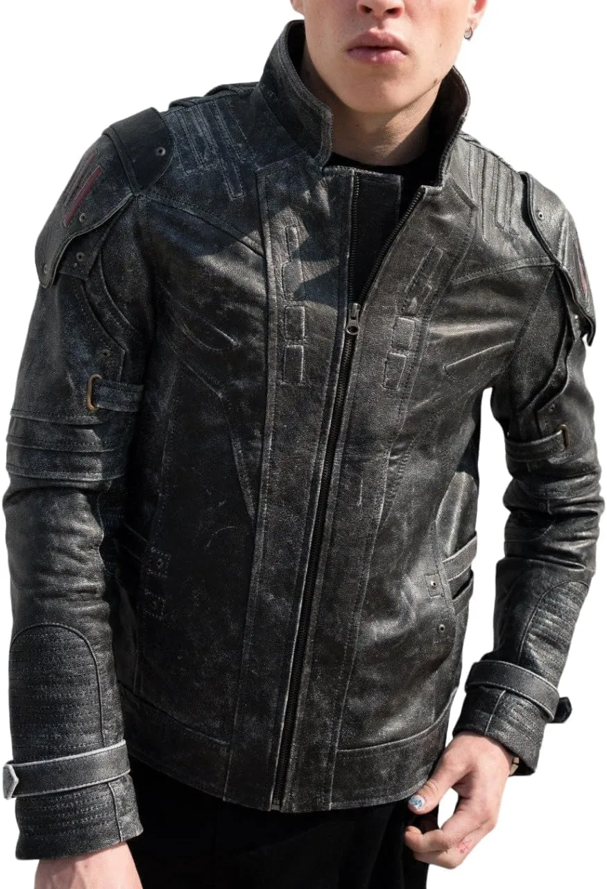 Men's Transformers Autobot Shield Black Armor Leather Jacket - Stylish Outerwear for Fans
