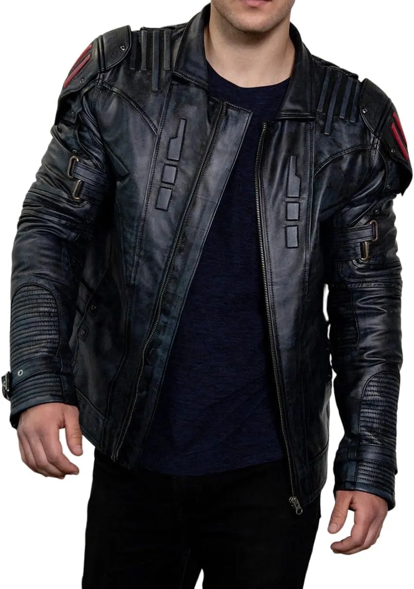 Men's Transformers Autobot Shield Black Armor Leather Jacket - Stylish Outerwear for Fans