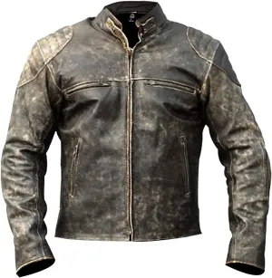 Men's Vintage Retro Biker Motorcycle Stylish Genuine Leather Jacket | Motorcycle Distressed Cafe Racer Leather Jacket