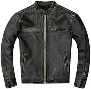 Men's Vintage Retro Biker Motorcycle Stylish Genuine Leather Jacket | Motorcycle Distressed Cafe Racer Leather Jacket