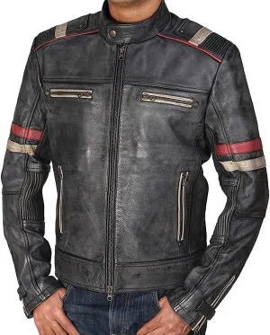 Men's Vintage Retro Biker Motorcycle Stylish Genuine Leather Jacket | Motorcycle Distressed Cafe Racer Leather Jacket