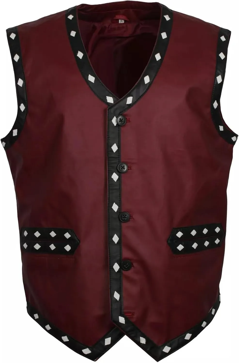 Men's Warriors Embroided Stylish Halloween Costume Genuine Motorcycle Gangster Biker Leather Vest Jacket