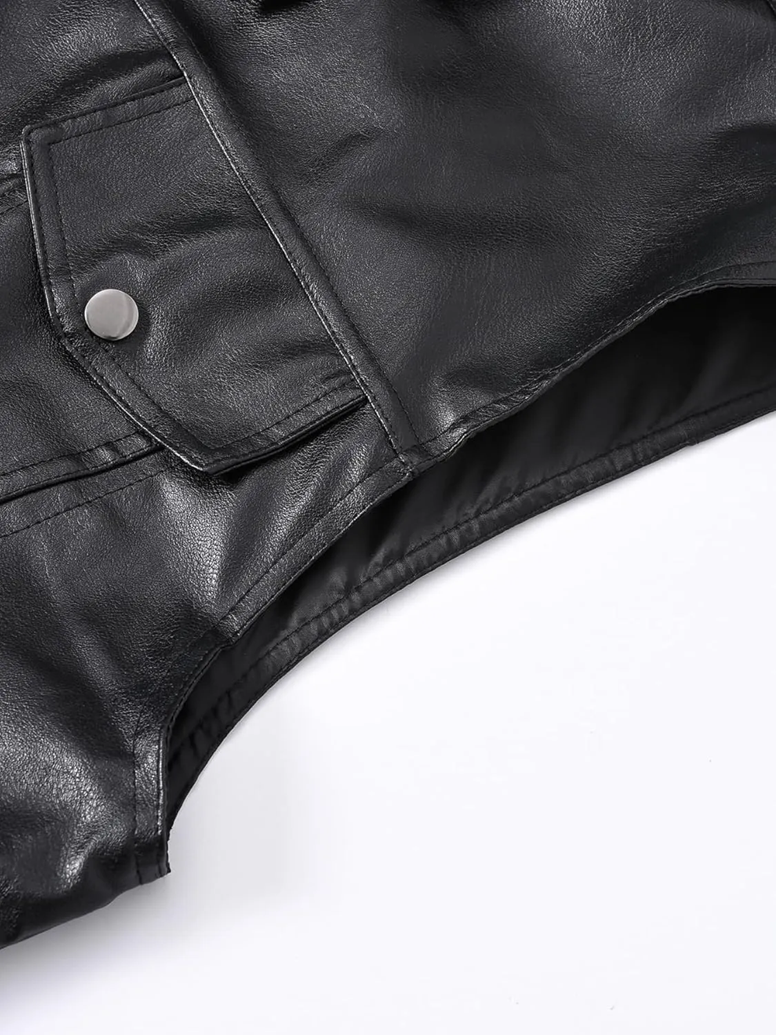 Men's Zipper PU Faux Leather Sleeveless Waistcoat Motorcycle Biker Vest Jacket