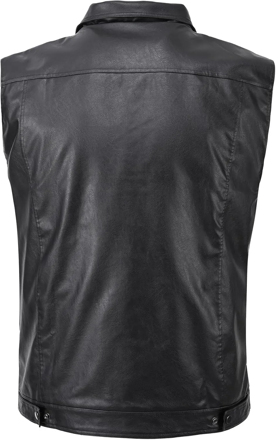 Men's Zipper PU Faux Leather Sleeveless Waistcoat Motorcycle Biker Vest Jacket