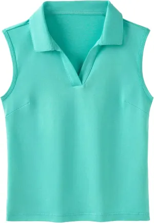 MERIABNY Girls Golf Polo Shirts Sleeveless V Neck Shirts for 5-12 Years