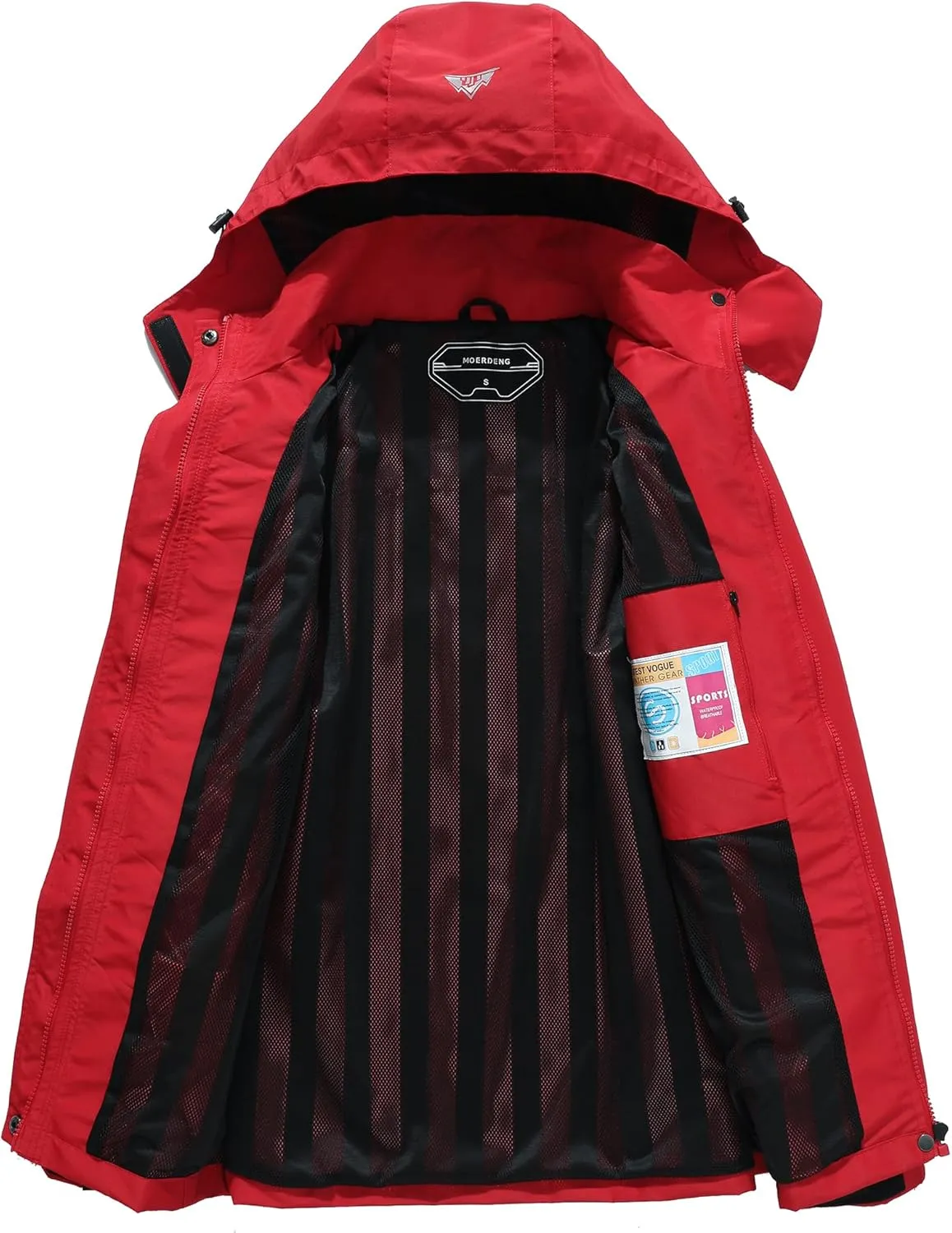 MOERDENG Women's Waterproof Rain Jacket Lightweight Raincoat Outdoor Hooded Windbreaker Cycling Hiking Jacket