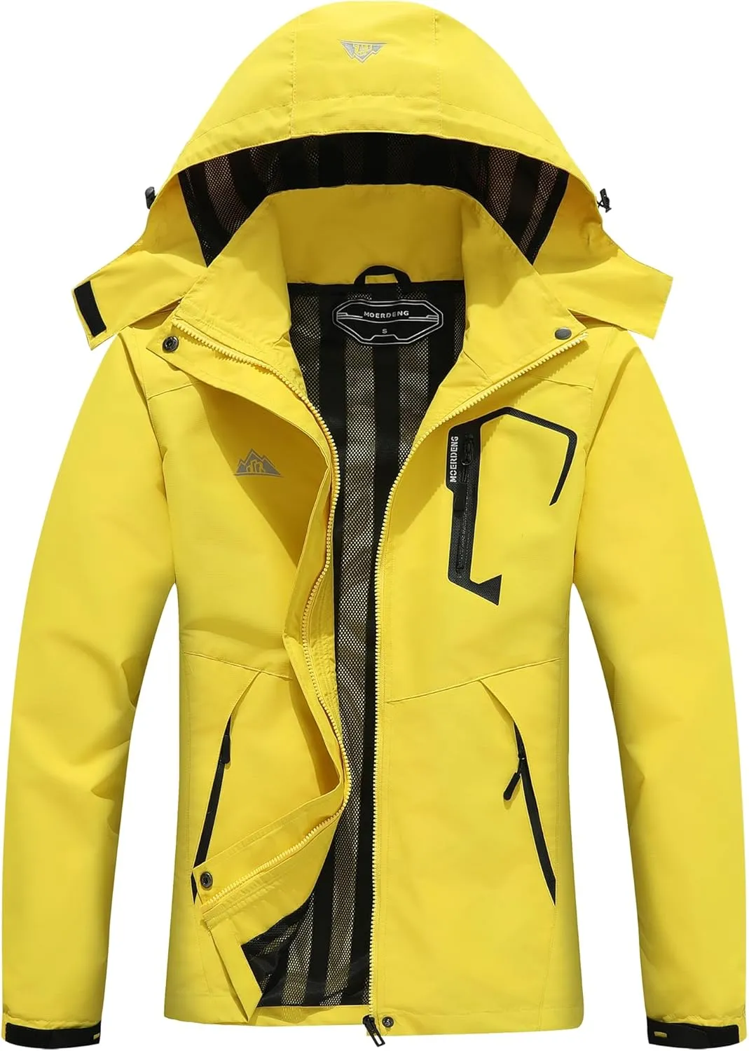 MOERDENG Women's Waterproof Rain Jacket Lightweight Raincoat Outdoor Hooded Windbreaker Cycling Hiking Jacket
