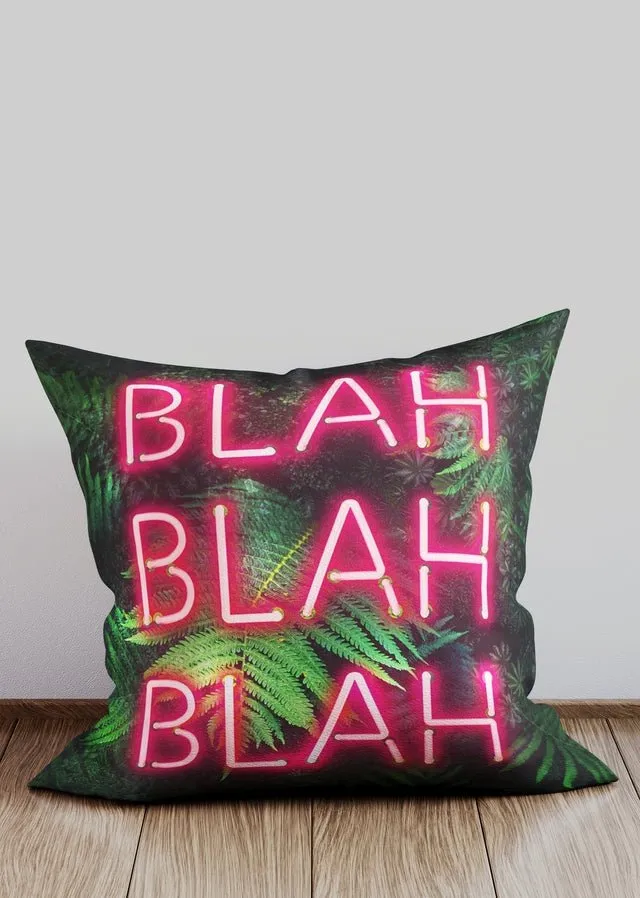 Neon BLAH BLAH BLAH Leaves Cushion