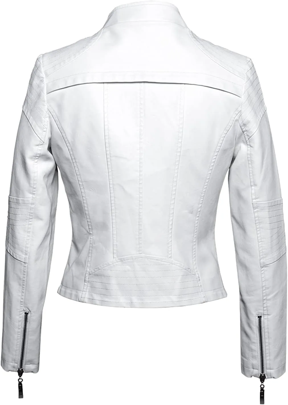 New Womens Genuine Lambskin Leather Jacket Biker Stylish Motorcycle Soft Jacket White Colour WS006