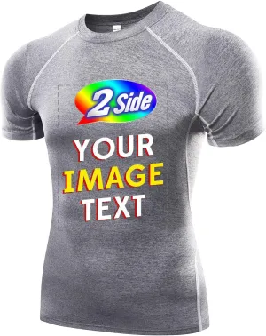 O2TEE Personalized Custom T Shirts Sport Tight Design Your Own Picture Text Printed Two Sides