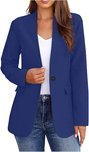 Office Jacket For Women 2024 Professional Blazer Work Lapel Button Down Solid Elegant Long Sleeve Dressy Jackets