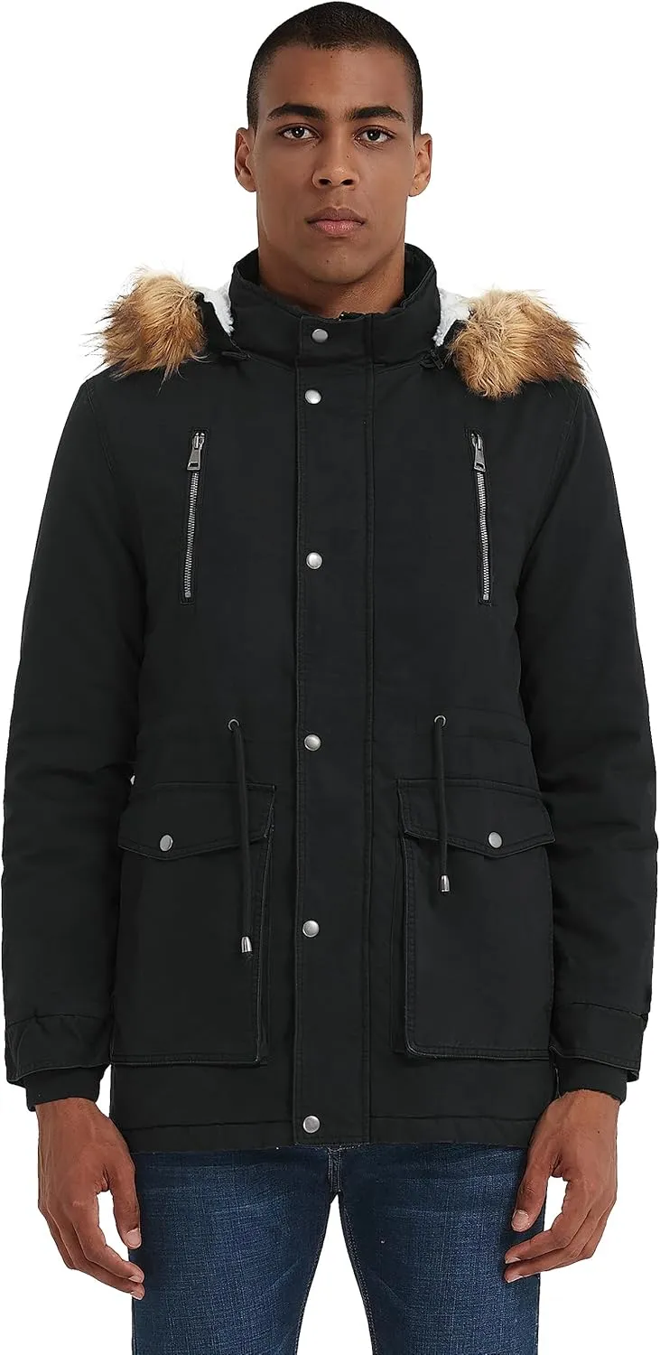 Orolay Men's Winter Parka Jacket Warm Faux Fur Coat with Removable Hood